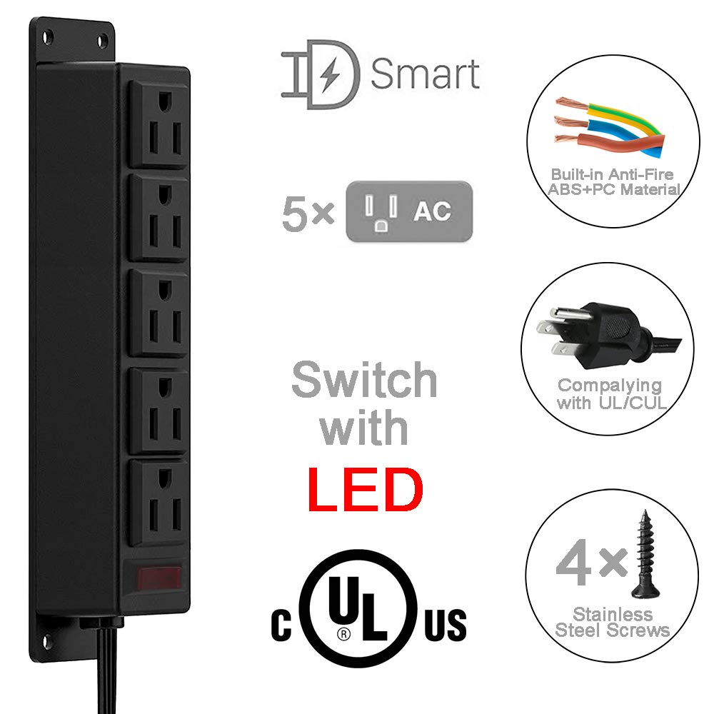 4 Leaf five-outlet power strip with switch enables quick power control