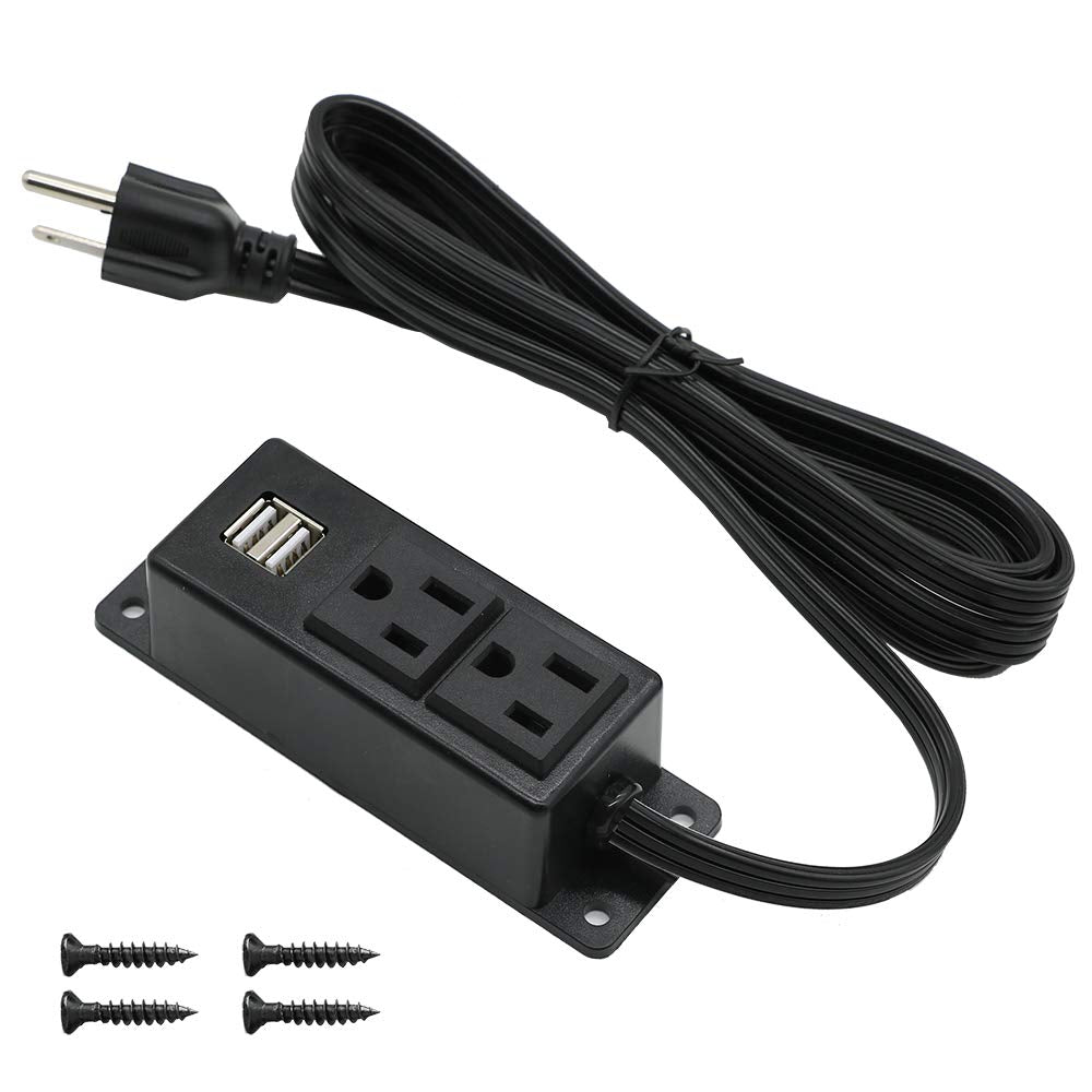 4 LEAF front view mounted on desk showing outlets and USB for convenient access