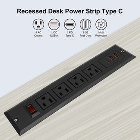 4 LEAF installed in desk showing hidden cords and tidy workspace benefit