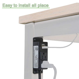 4 LEAF lifestyle scene on desk charging phone and laptop for organized workspace