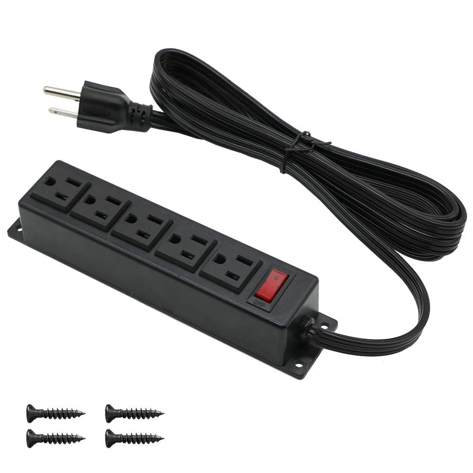 4 Leaf mountable power strip on wall with five outlets for easy access