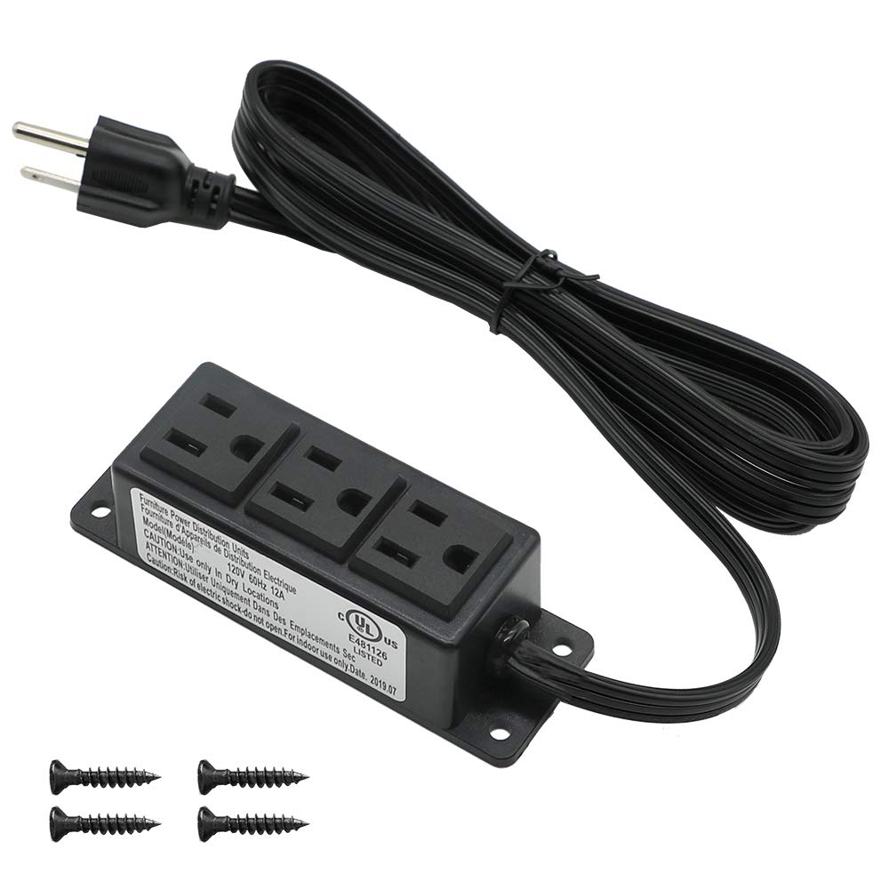 4 LEAF surface mounted power strip with three outlets for desks.