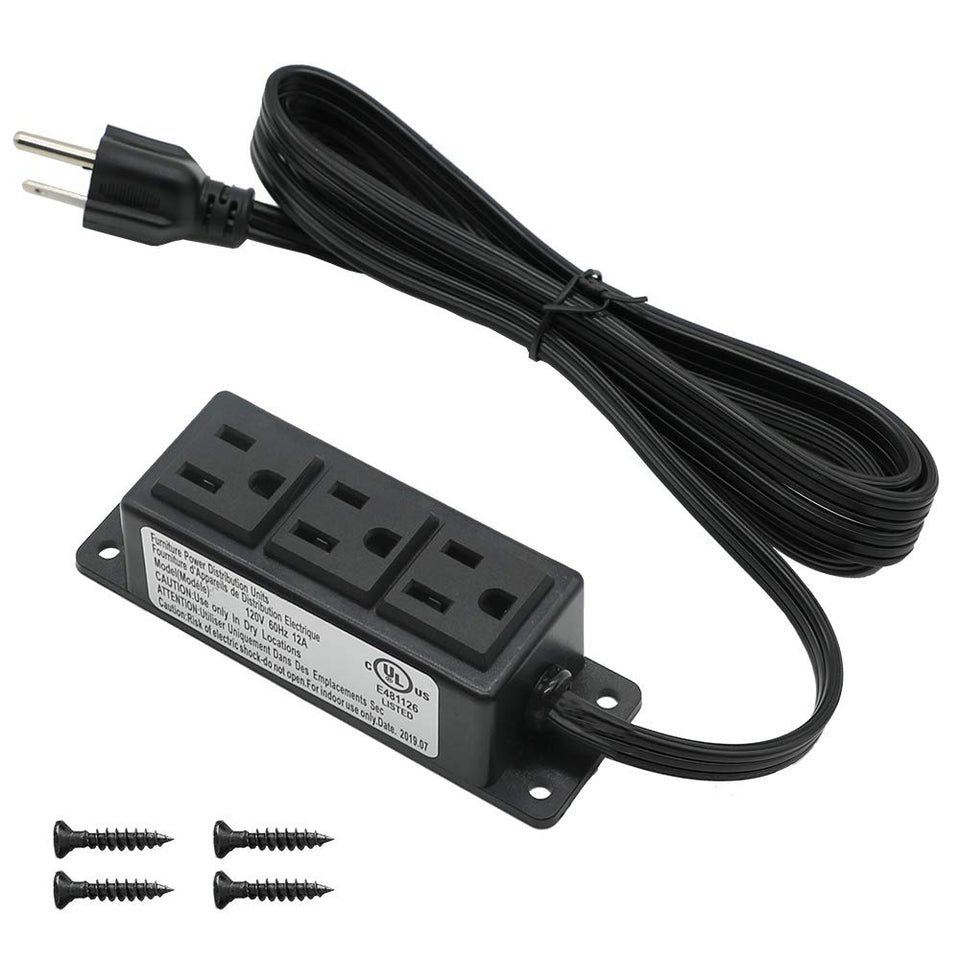 4 LEAF surface mounted power strip with three outlets for desks.