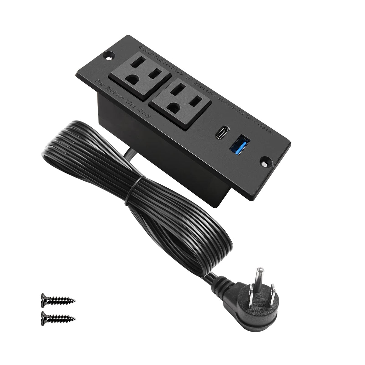 4 LEAF USB-C recessed power strip mounted on a desk for a clean workspace.