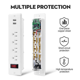 4 LEAF USB power strip four outlets and USB ports for versatile charging.