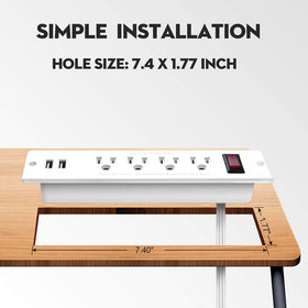 4 LEAF USB power strip mounted on desk for easy reach and organization.