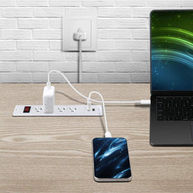 4 LEAF USB power strip embedded in drawer for clutter-free surfaces.