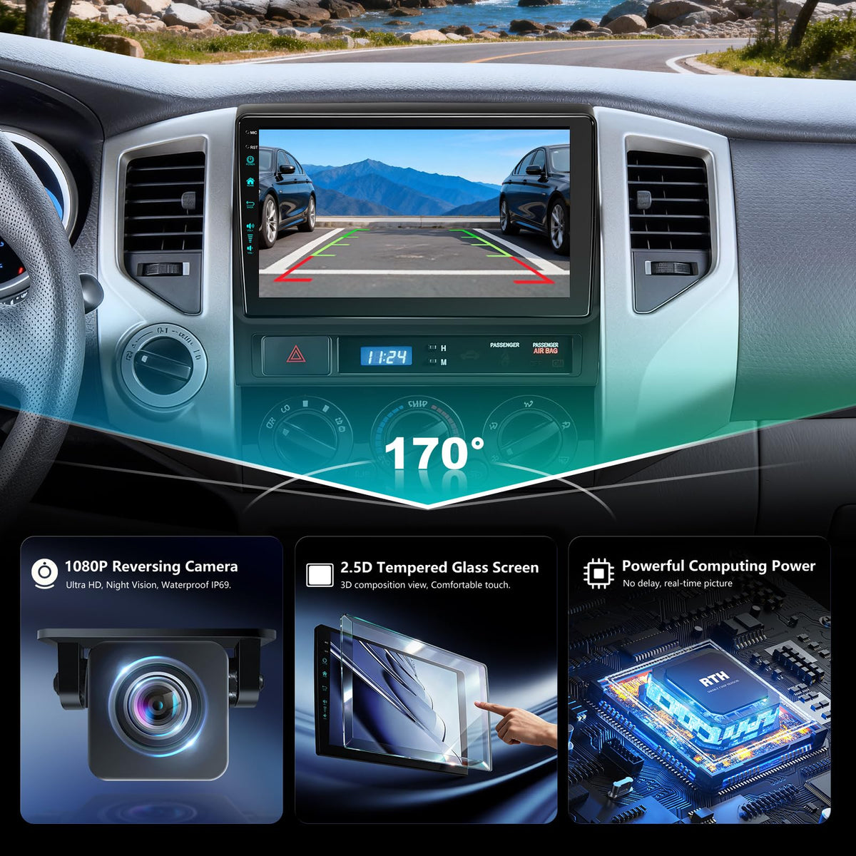 4uAuto 1080p backup camera 170-degree view aiding safe parking