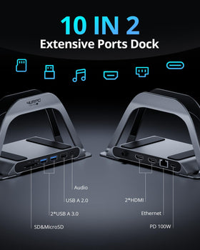 4URPC dock on desk with monitors and accessories, supports productivity