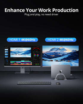 4URPC dock vertical stand with MacBook, saves desk space and cools
