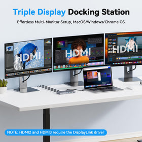 4URPC USB-C dock with three HDMI ports enables high-resolution multitasking.