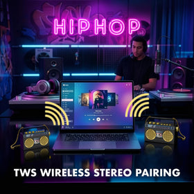 USB-C charging on the 50th Anniversary Hip Hop mini boombox for quick recharge