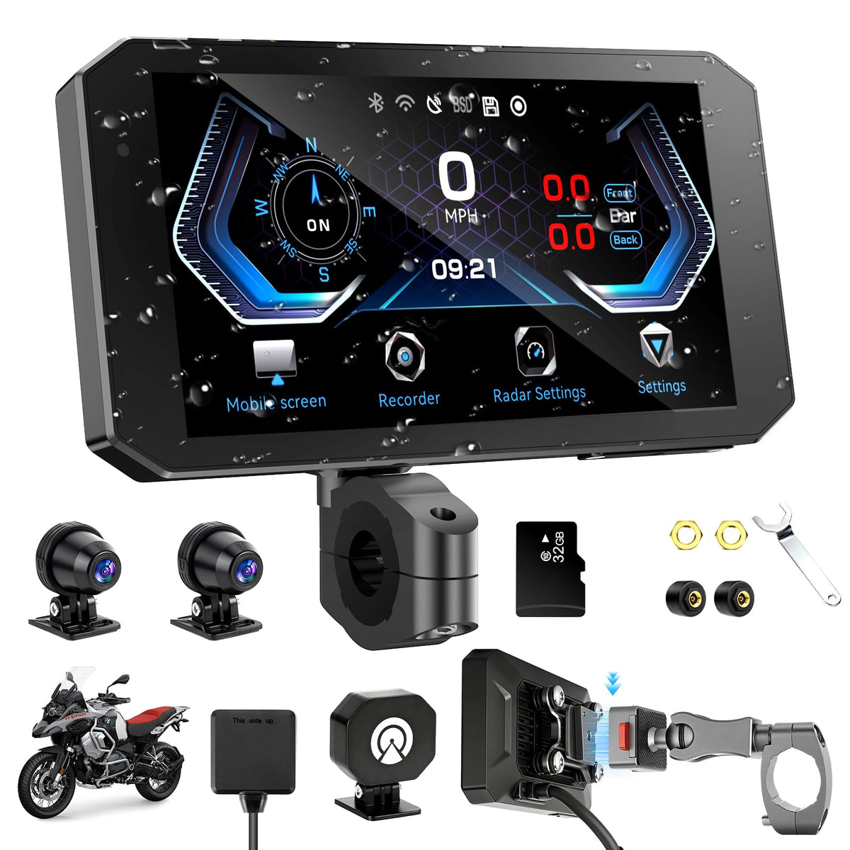 52HZ 5.5-inch touchscreen motorcycle display with hands-free navigation