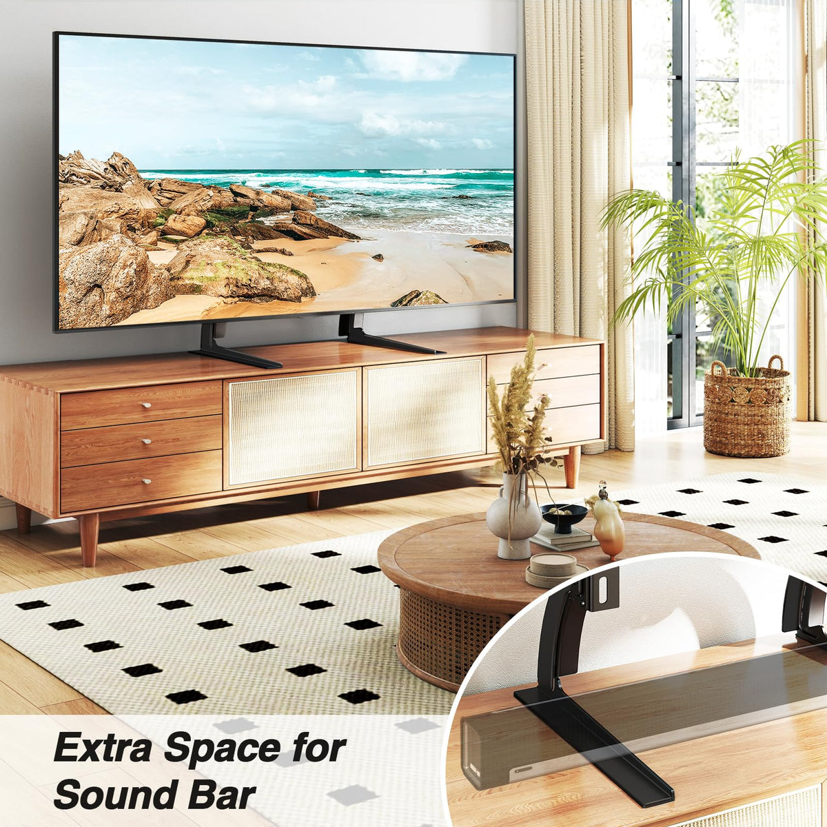 5Rcom installed with 55-inch TV in living room for flexible placement