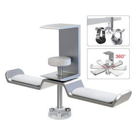 6amLifestyle dual rotatable headphone stand under desk clamp keeps headphones within reach