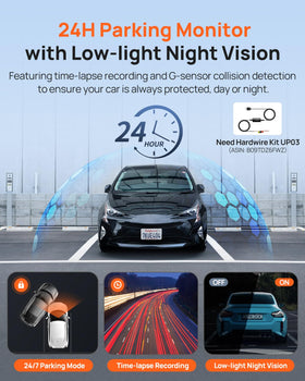 70mai 24/7 parking mode detects impacts with a G-sensor