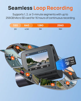 70mai included 64GB SD card ready for immediate recording