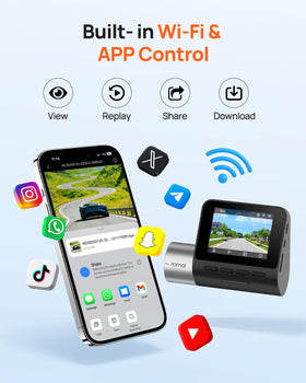 70mai A500S WiFi app control for quick video sharing and settings