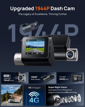 70mai A510 rear dash cam records 1080P with wide coverage
