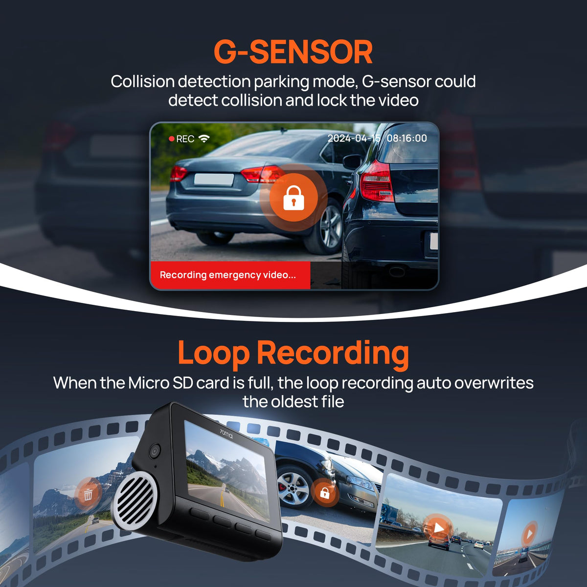 70mai A800S 24 hour parking surveillance with G sensor