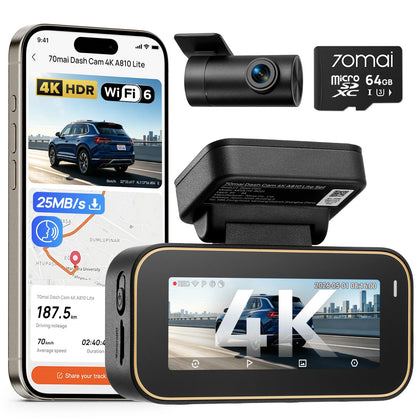 70mai A810 Lite 4K front camera captures license plates clearly