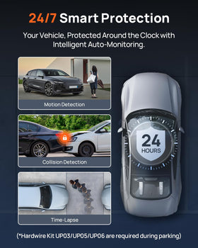 70mai AI motion detection highlights nearby motion and vehicles