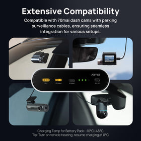 70mai dash cam battery pack Type-C cable visual emphasizing easy setup and modern connections