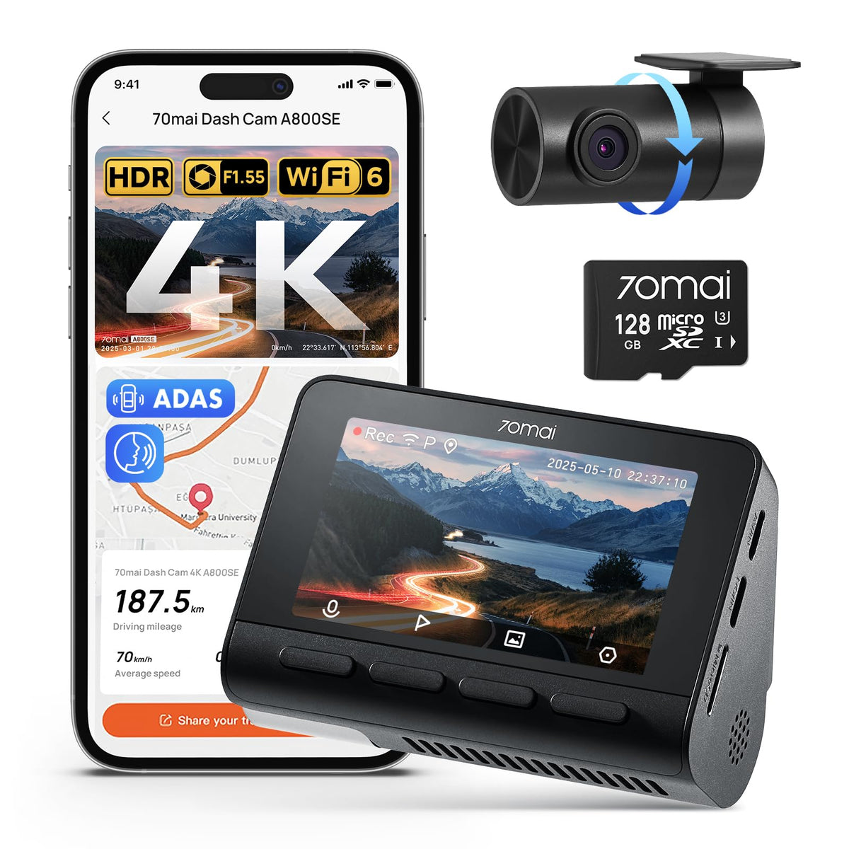 70mai front camera 4K delivers sharp daytime footage for clear evidence