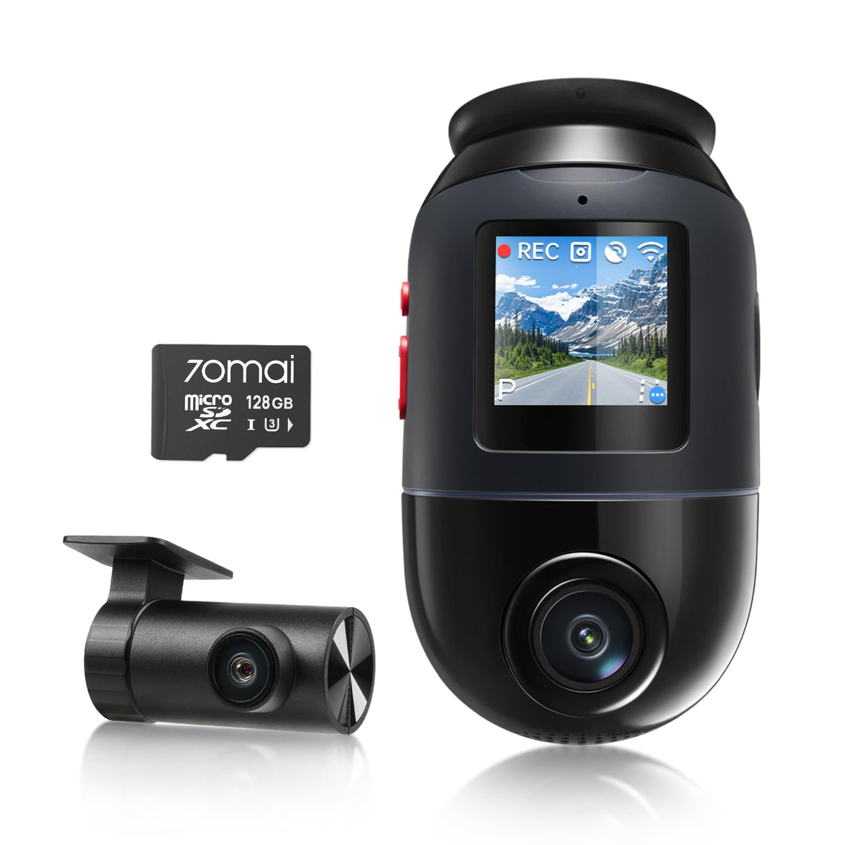 70mai front dash cam 4K Omni X800 captures crisp road details for safer driving.