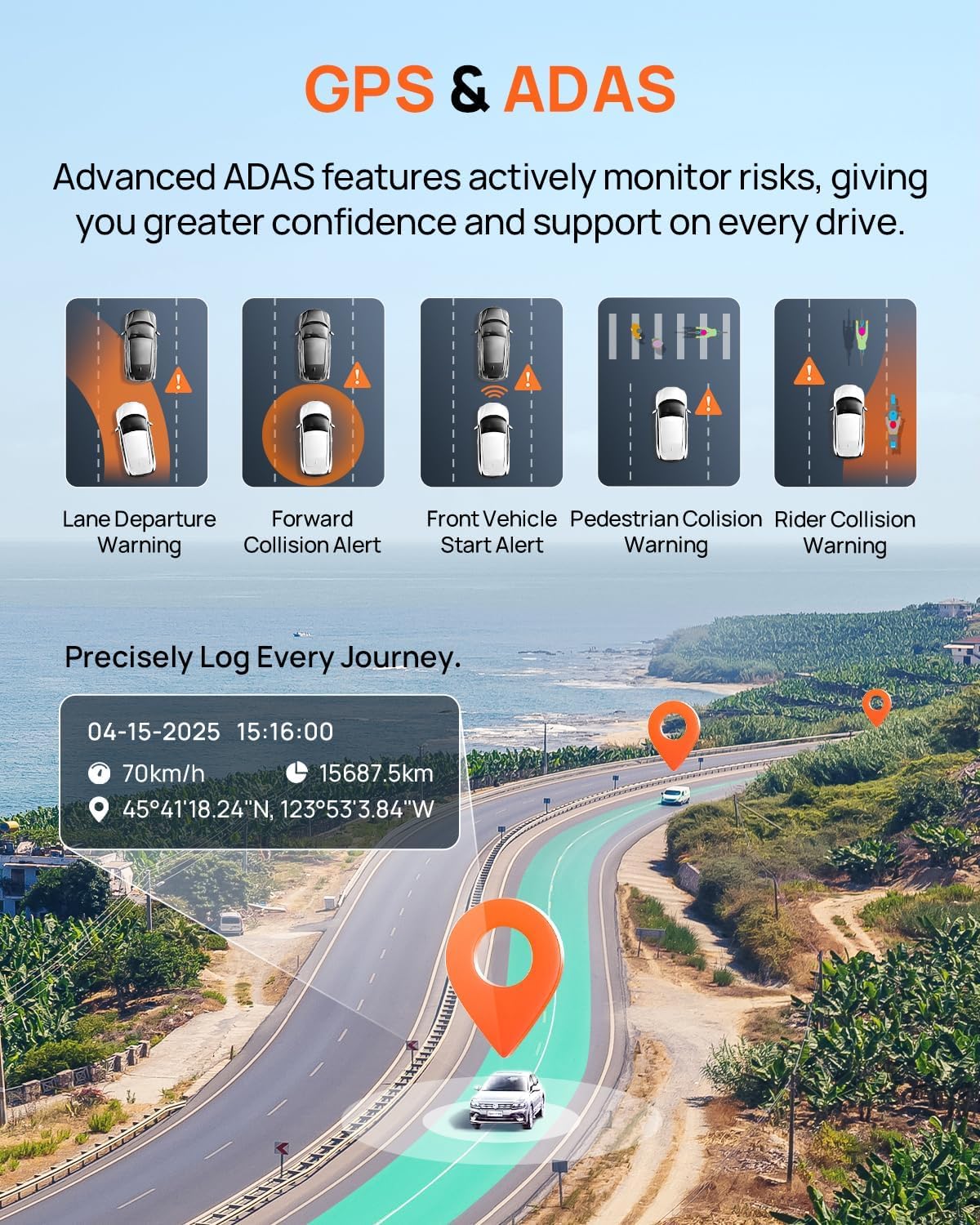 70mai G-sensor locks critical clips during impact events for easy retrieval