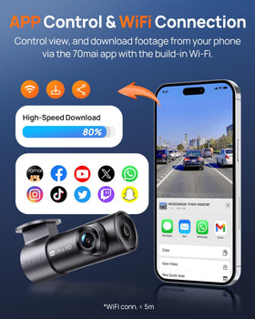 70mai M310 Plus parking mode records events and clips.