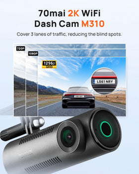 70mai M310 side profile highlighting slim mount and low visual impact benefit