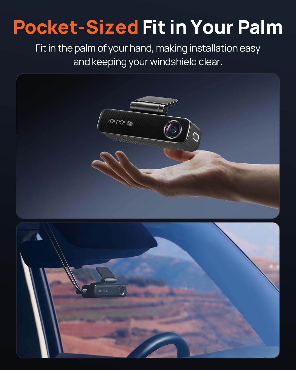 70mai M800 built-in GPS logs routes and locations for accurate events.