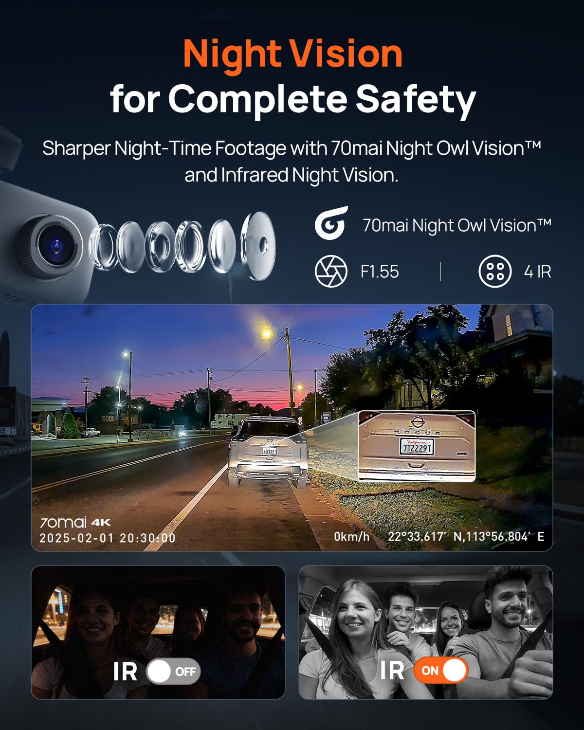 70mai rear 1080p dash cam provides rear visibility for safer driving