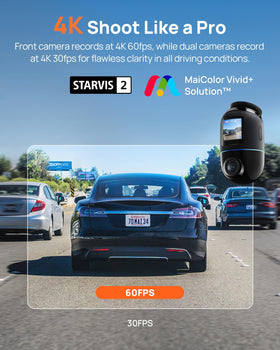 70mai rear dash cam 4K Omni X800 records rear traffic clearly for full coverage.