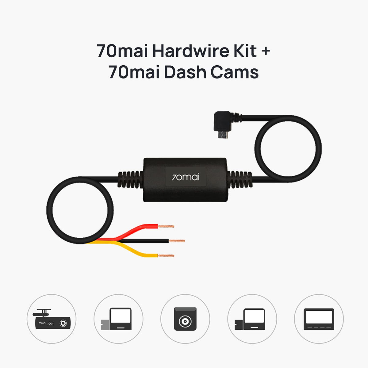 70mai UP02 micro USB connector detail showing reliable camera power delivery