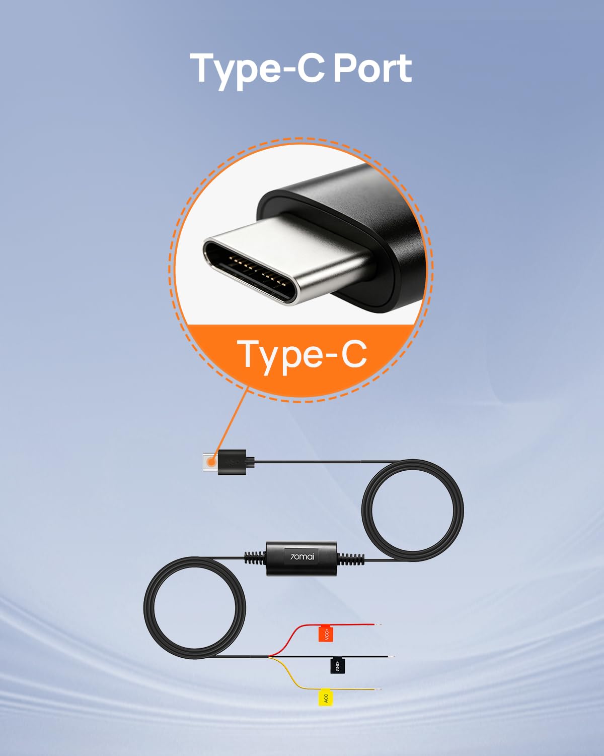 70mai UP03 Type-C output close-up delivering stable 5V/2.4A to dash cam