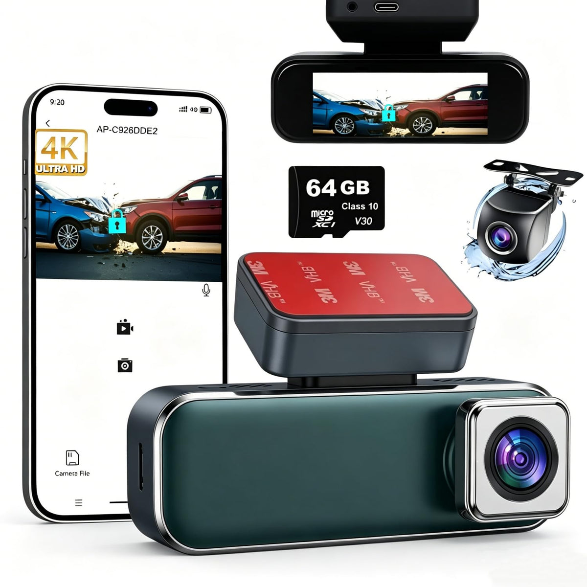 7Track front camera and screen showing benefit of clear 4K footage