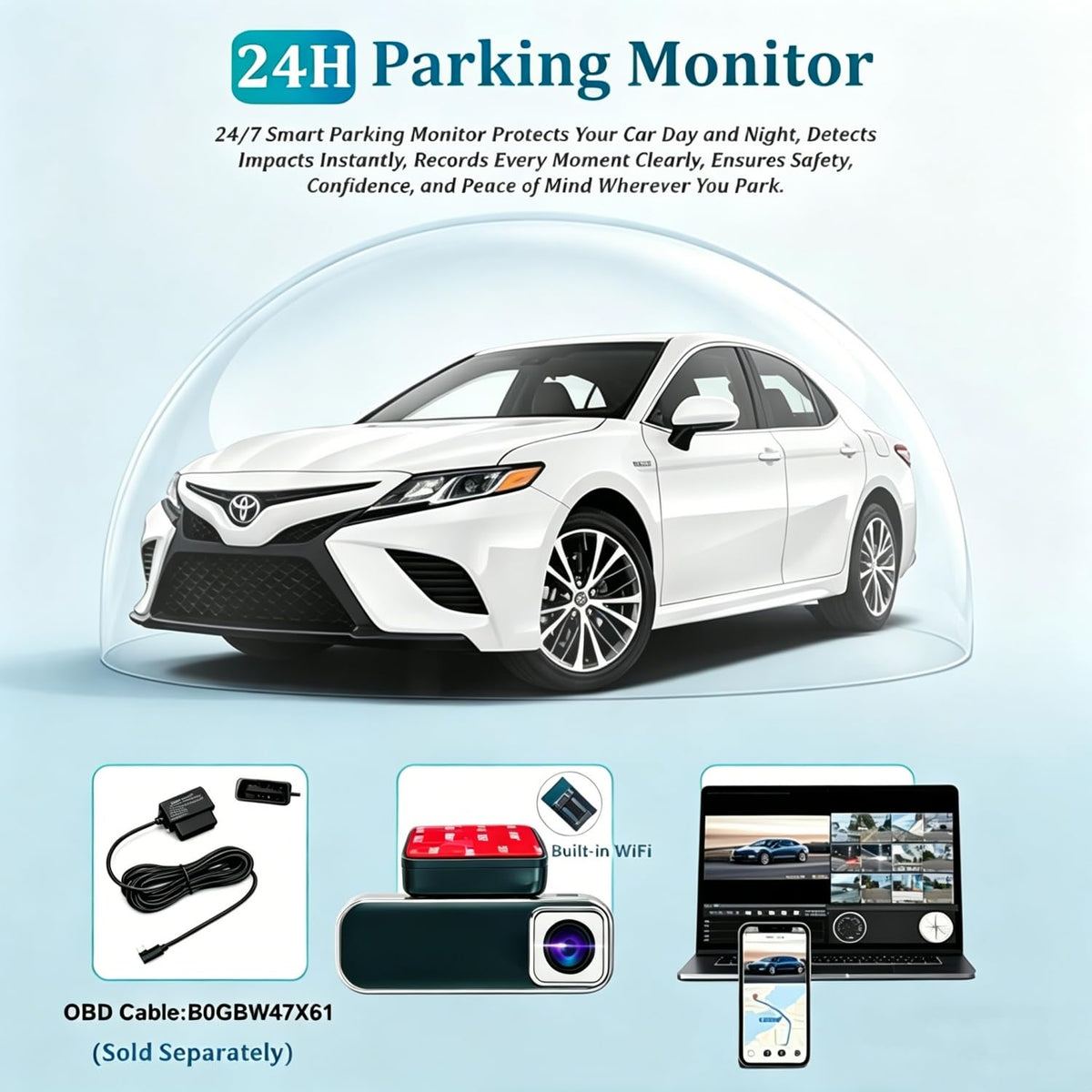 7Track dash cam installed on dashboard for easy driver access