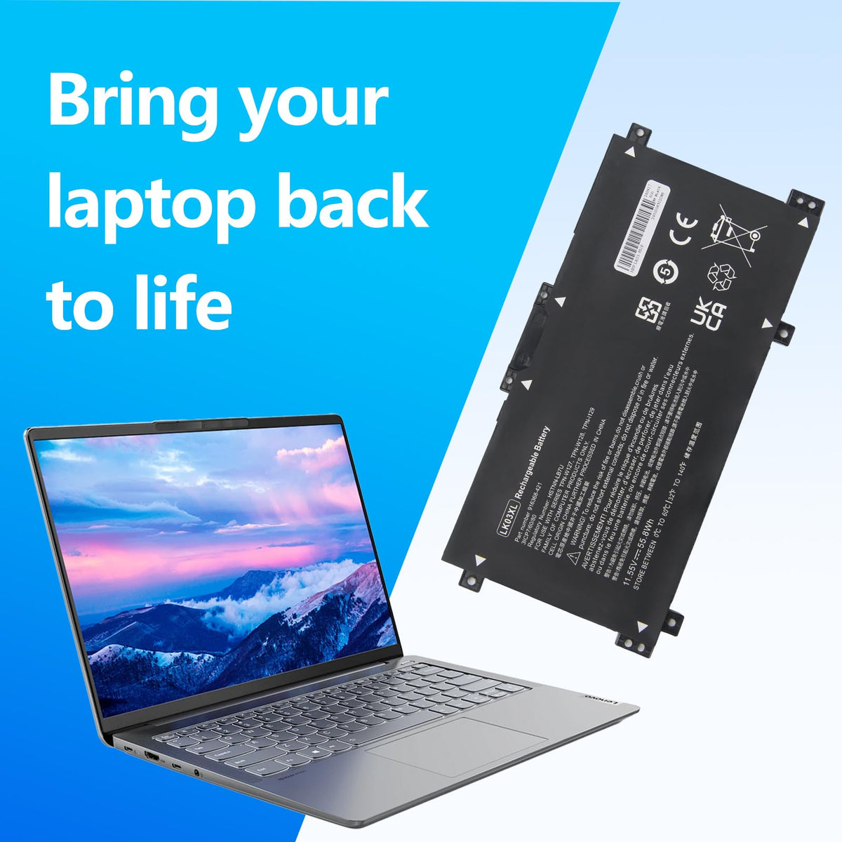 A Amanda LK03XL compatibility chart shows broad HP Envy X360 support.