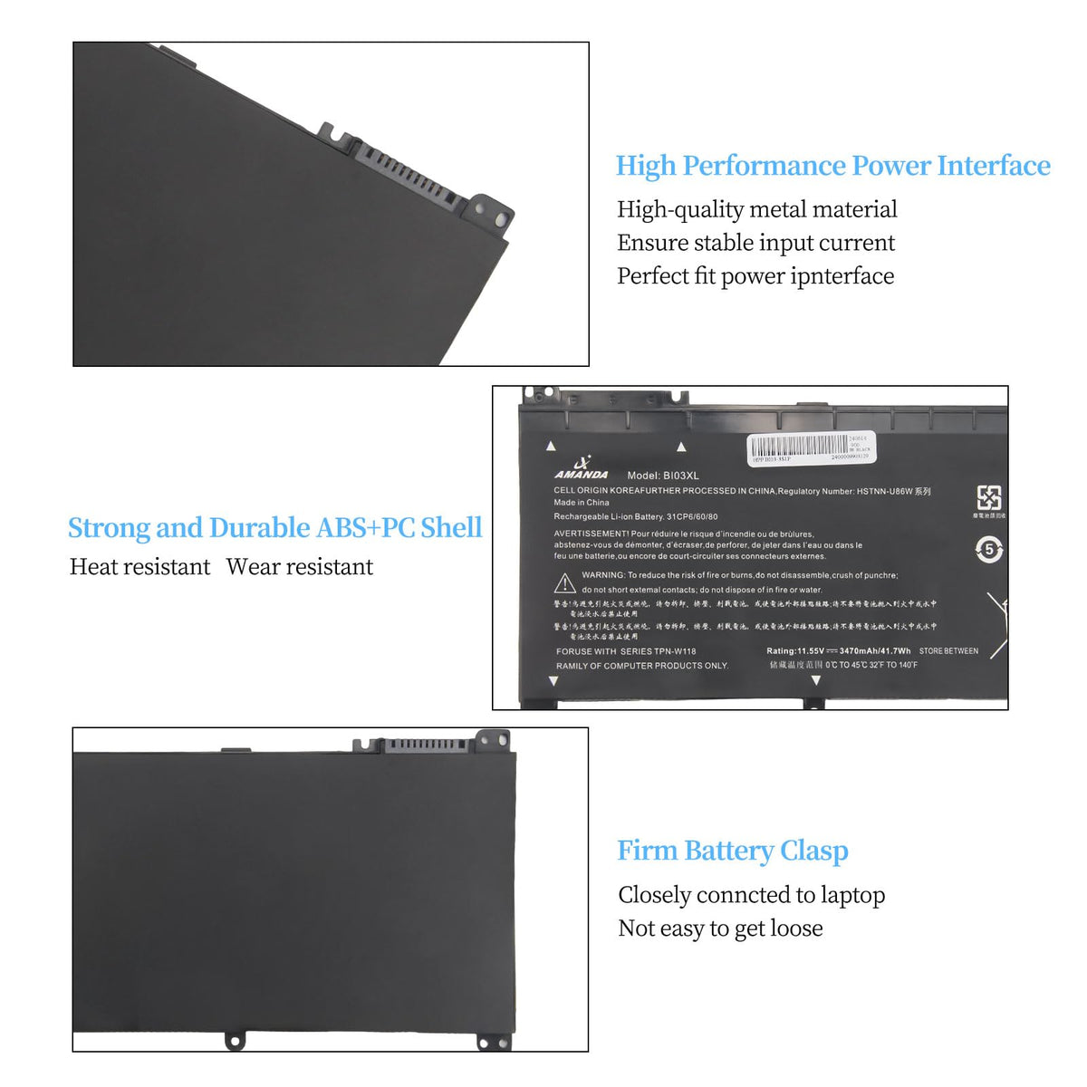 A Amanda BI03XL battery in HP Pavilion X360 demonstrates easy compatibility