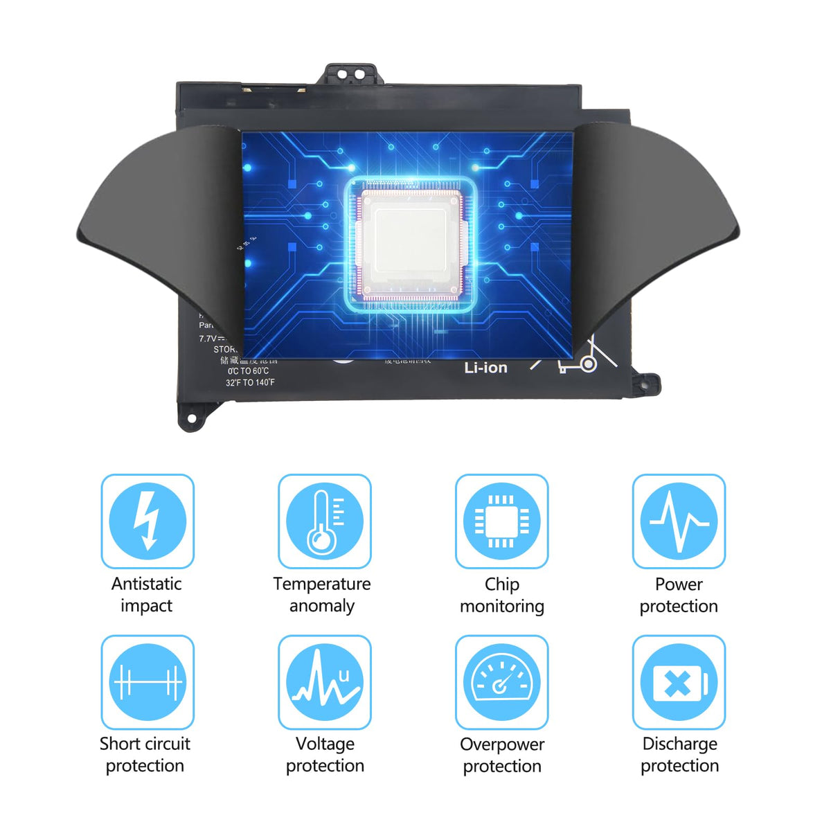 A AMANDA BP02XL battery inside-pack view.