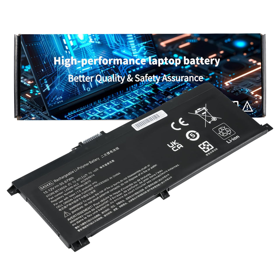 A AMANDA SA04XL battery closeup with Li-ion cells for reliable HP Envy X360 power