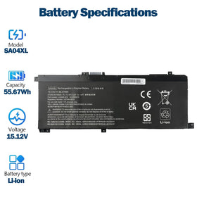 A AMANDA SA04XL battery label visible, confirming compatibility with HP Envy X360 models