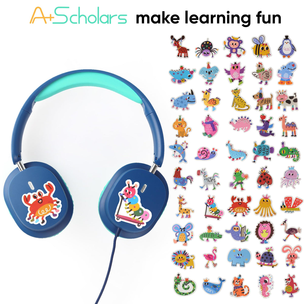 A+ Scholars foldable kids headphones for easy packing