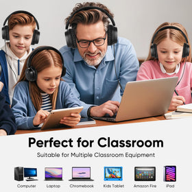 A+ Scholars Kids Headphones classroom-use design supports group learning with clear audio.