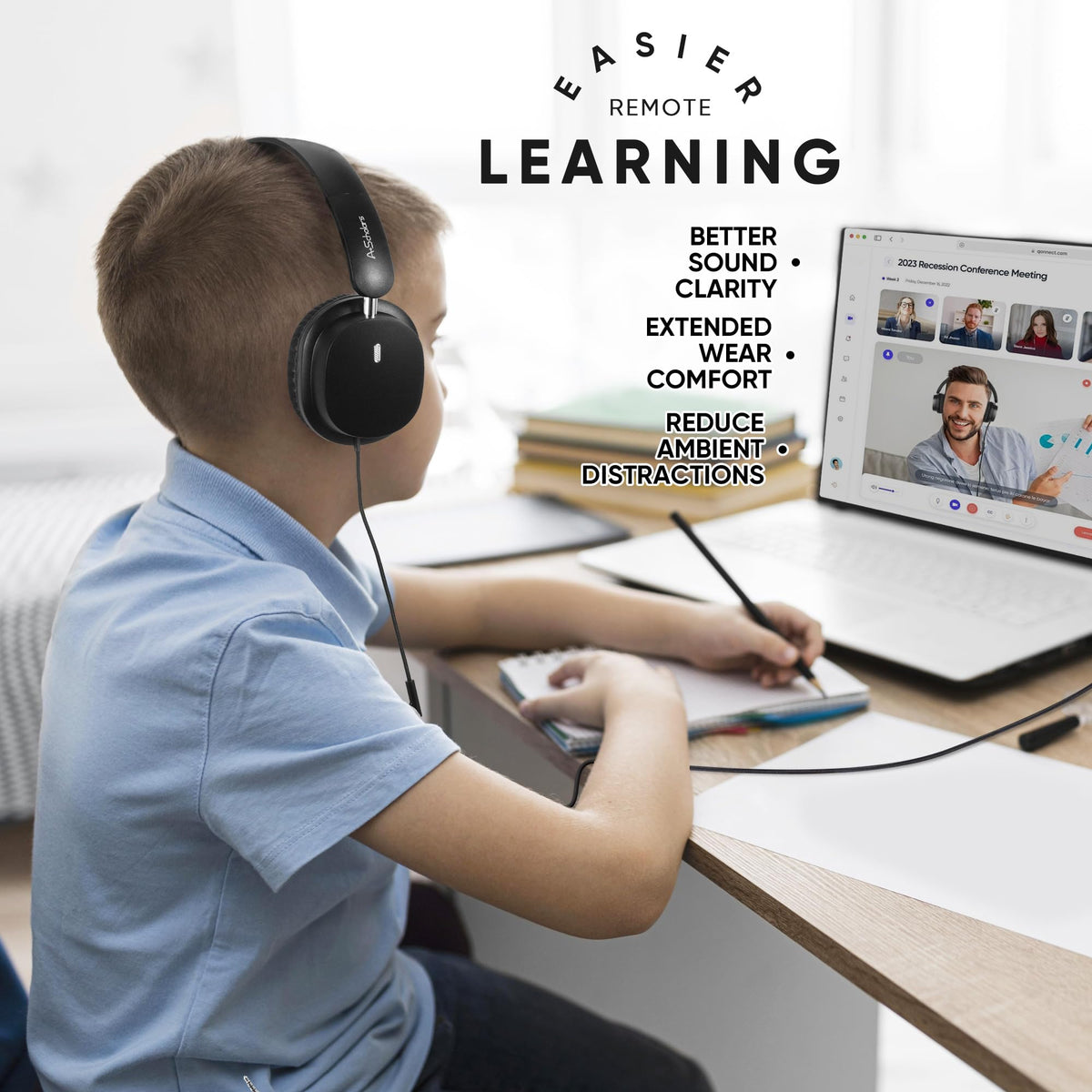 A+ Scholars Kids Headphones travel-friendly foldable design for on-the-go learning.