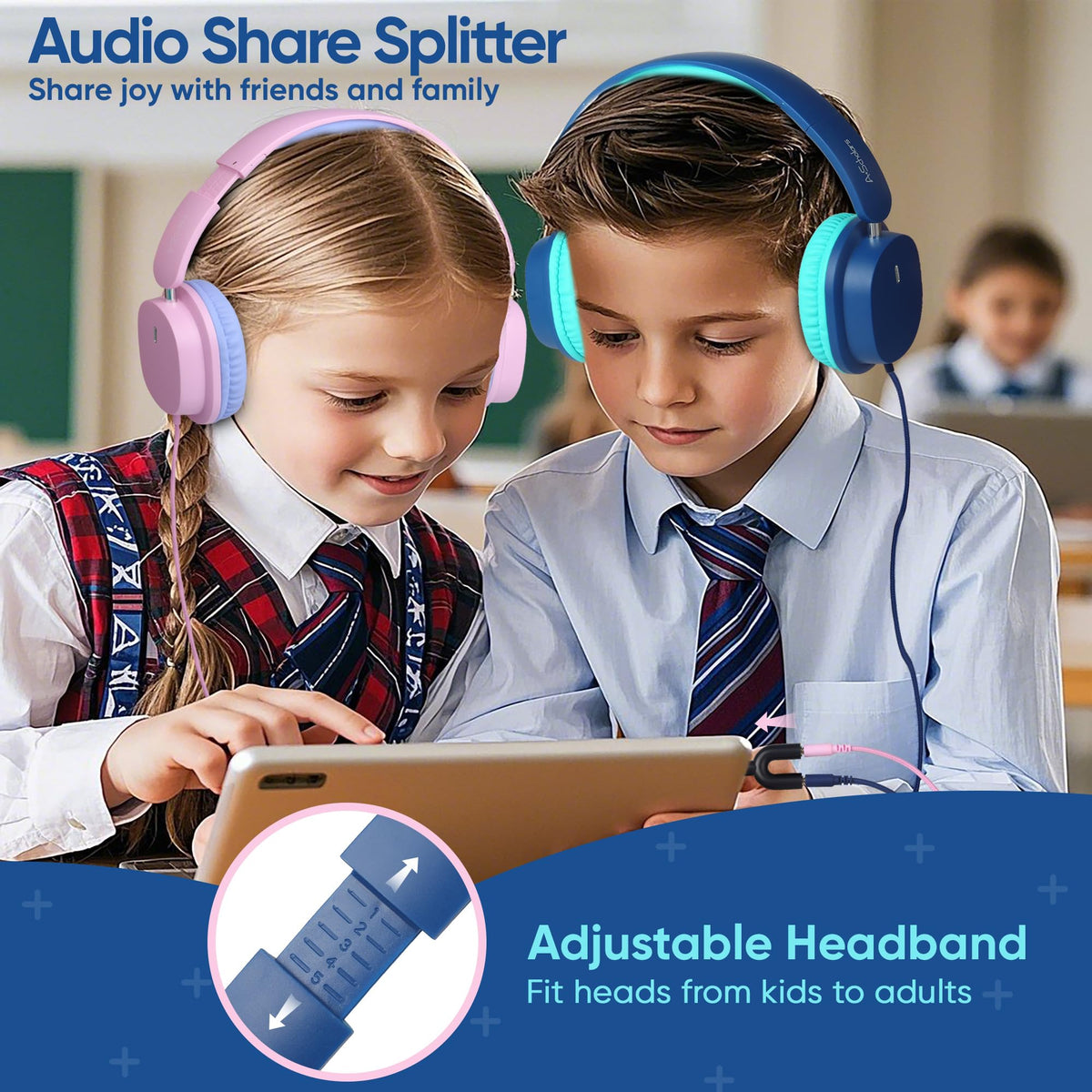 A+ Scholars over-ear kids headphones designed for comfortable wear