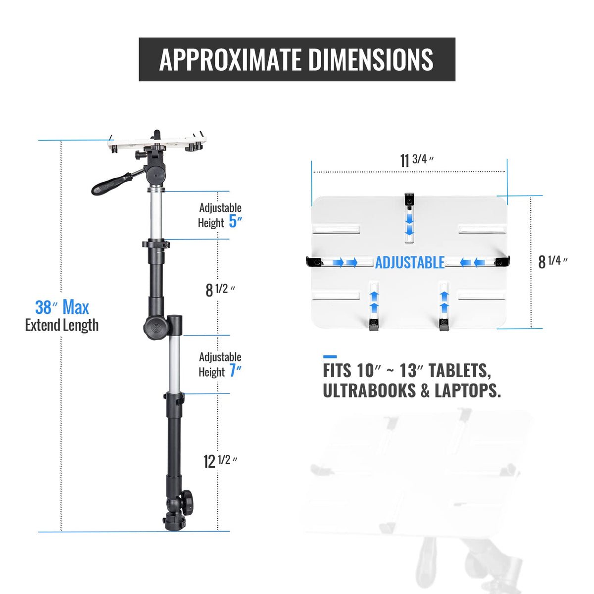 AA Products T-100AP P-Tray ABS plastic provides durable laptop support.