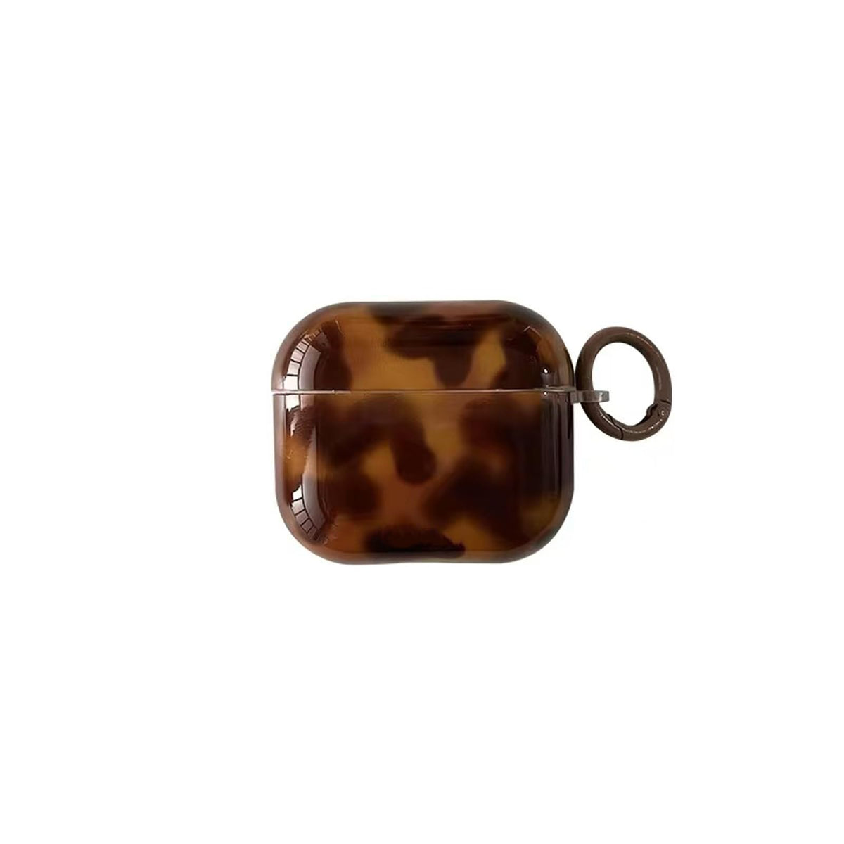 Aaknhen tortoise-shell AirPods case front view with stylish protection